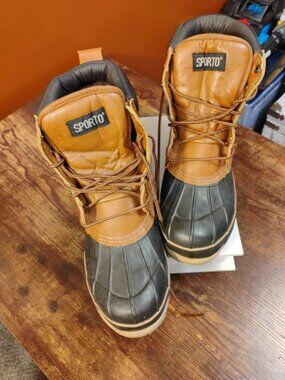 Vintage Sporto Men’s Leather Duck Boots Brown Black Size 13M Style 293